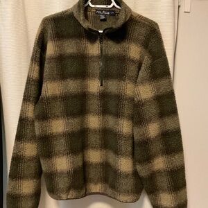 Vintage Nautica Plaid Sherpa Half Zip